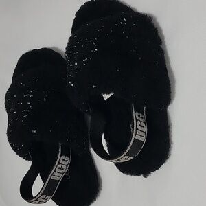 UGG Fluff Yeah Metallic Sparkle Slippers Slides